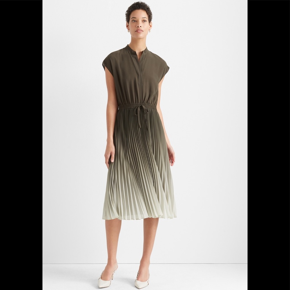 NWT Club Monaco, Ombré Pleated Dress, Olive